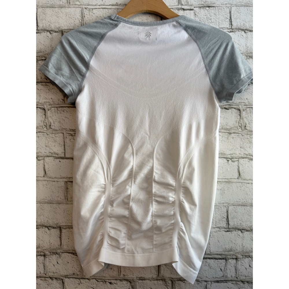 Athleta Fast Track Short Sleeve seamless Baseball Tee White and Gray size XS - Picture 2 of 3